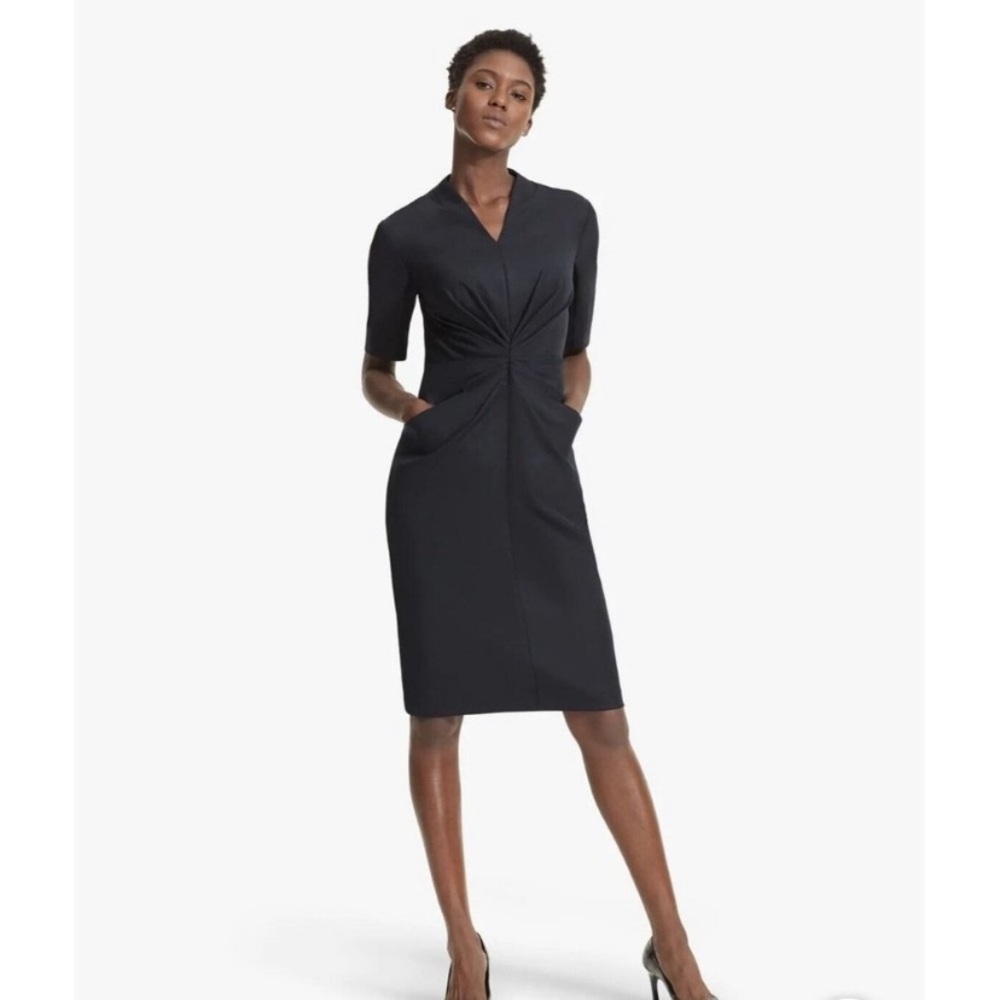NWT MM Lafleur Navy Blue Wool Blend Dress w/ Pockets Size 14